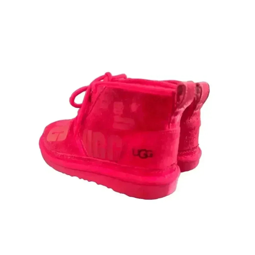 UGG PINK BOOTIES LACE UP FUZZY LINED WOMENS SIZE 3 - Picture 5 of 8